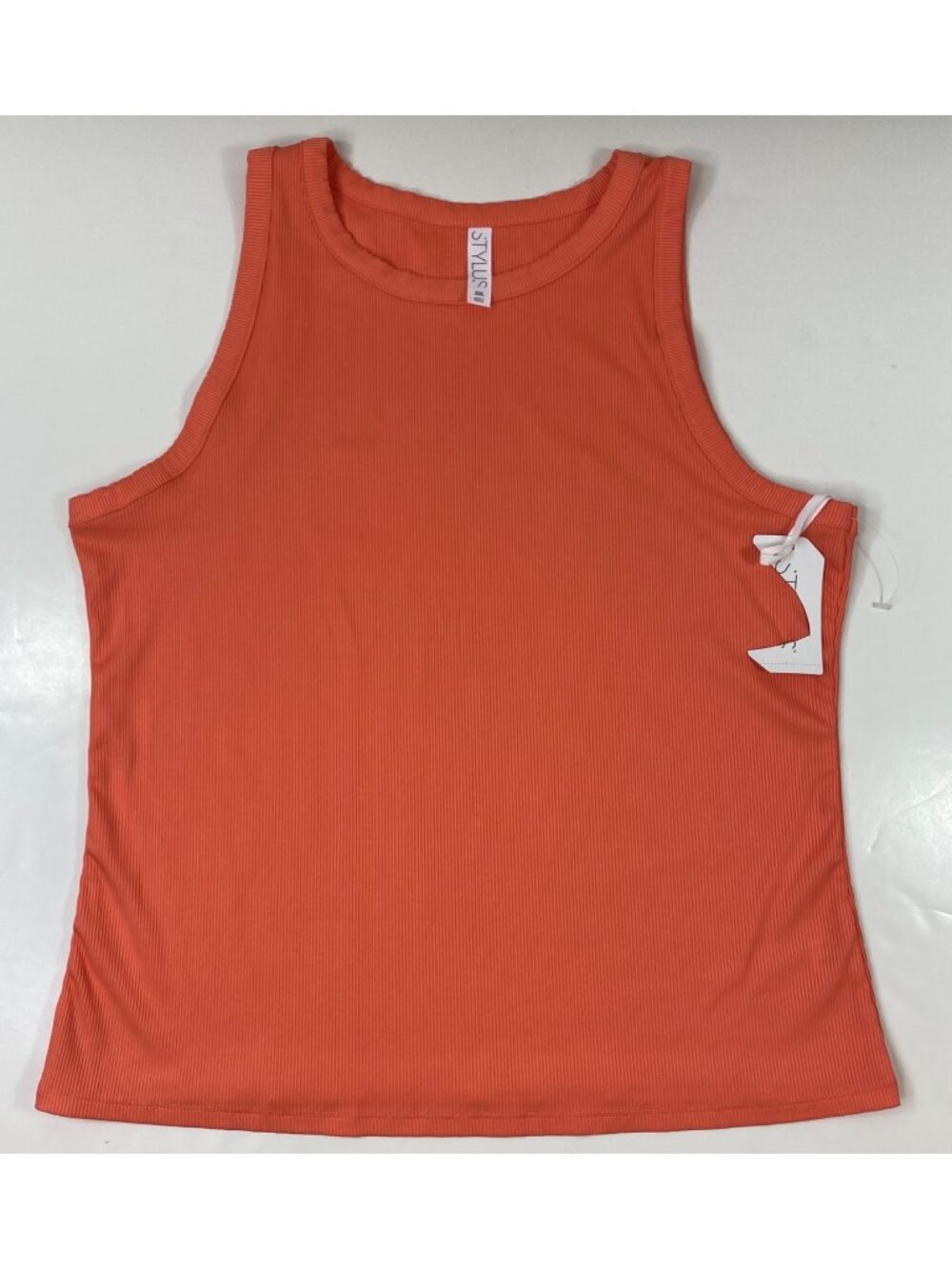 Stylus Womens Ribbed Orange Summer Tank Top  Size XXL
